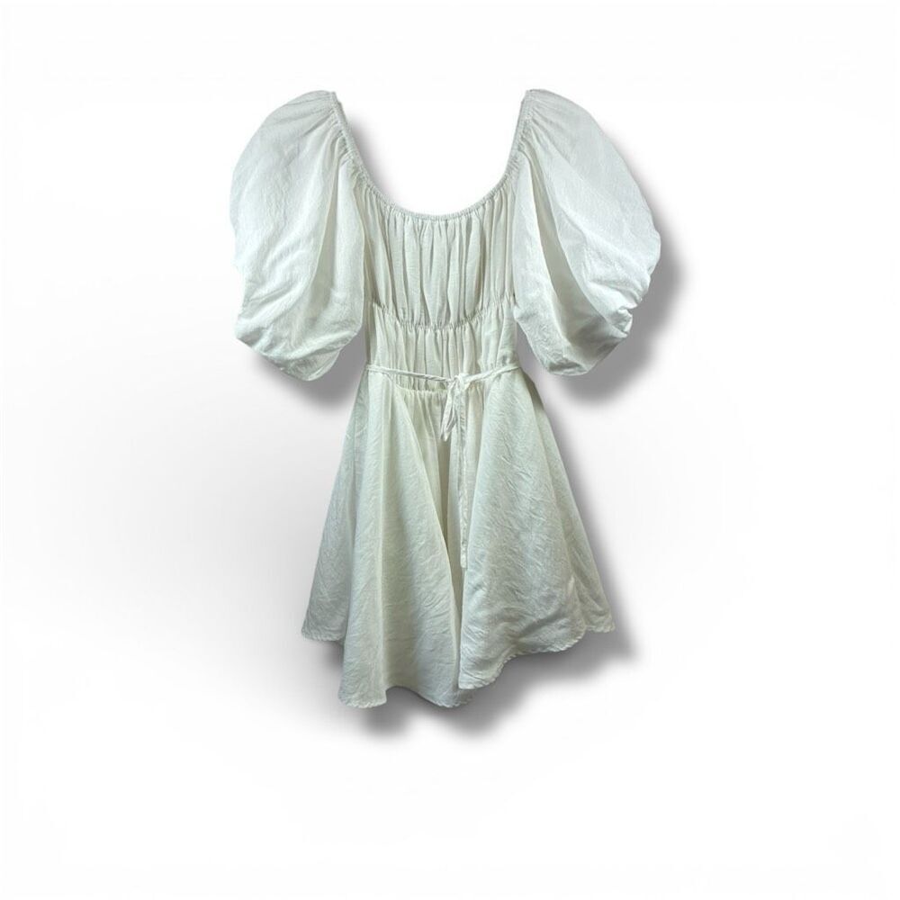 Altar’d State Amabella Puff Sleeve Mini Dress in White Size S